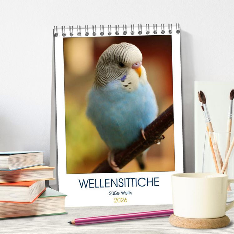 Produktbild: WELLENSITTICHE - S&uuml;&szlig;e Wellis (Tischkalender 2026 DIN A5 hoch), CALVENDO Monatskalender