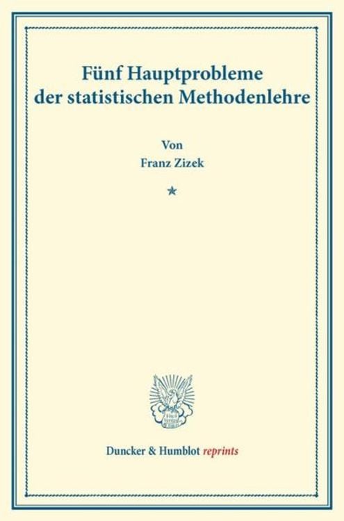 Produktbild: F&uuml;nf Hauptprobleme der statistischen Methodenlehre.