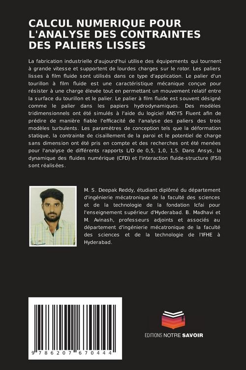 Produktbild: Calcul Numerique Pour L'analyse des Contraintes des Paliers Lisses