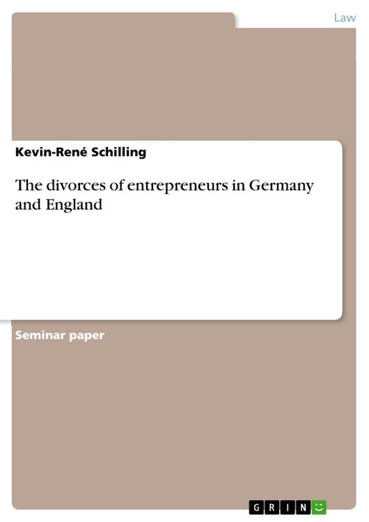 Produktbild: The divorces of entrepreneurs in Germany and England