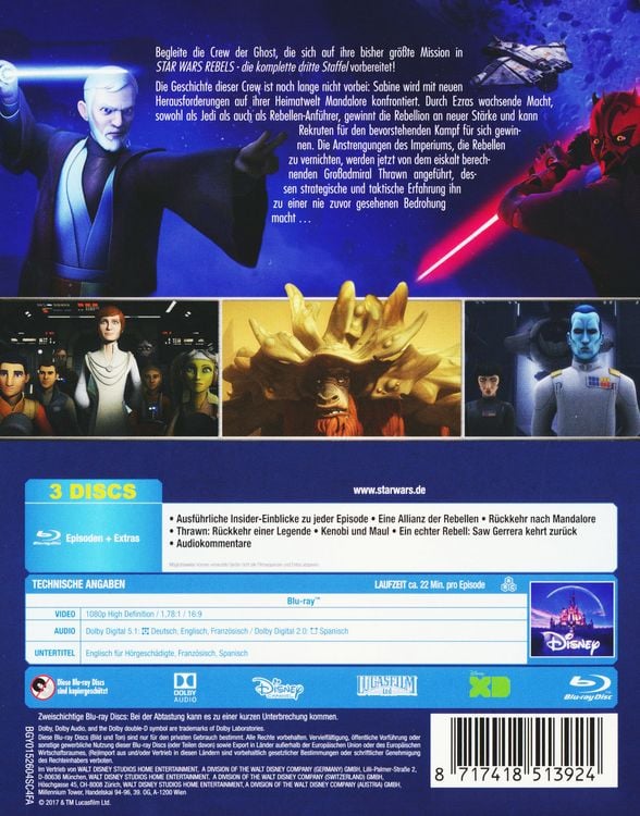Produktbild: Star Wars Rebels - Die komplette dritte Staffel [3 BRs]
