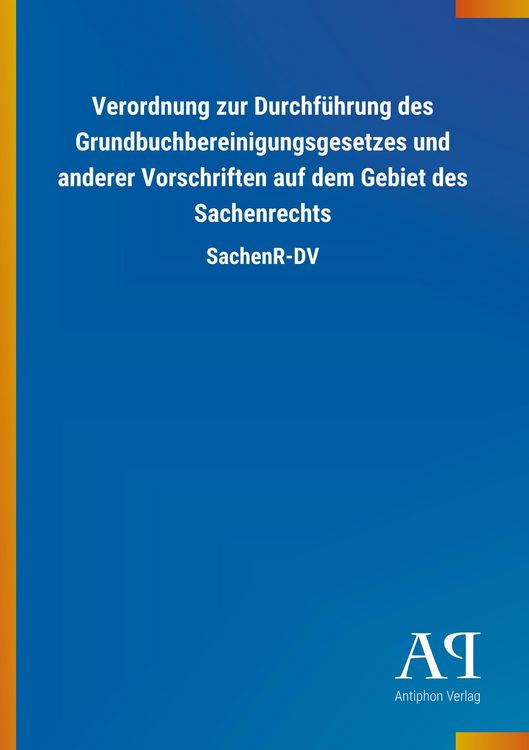 Produktbild: Verordnung zur Durchf&uuml;hrung des Grundbuchbereinigungsgesetze