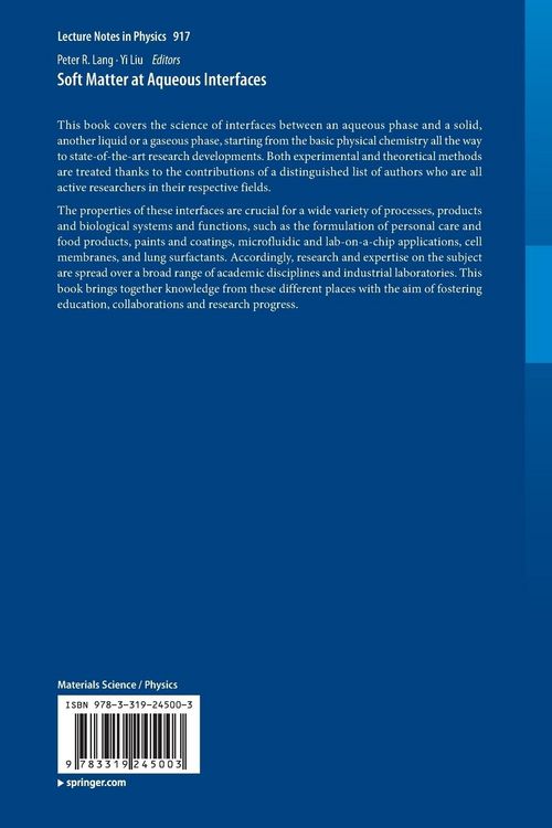 Produktbild: Soft Matter at Aqueous Interfaces