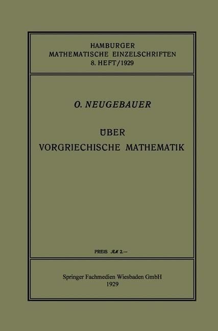 Produktbild: &Uuml;ber Vorgriechische Mathematik