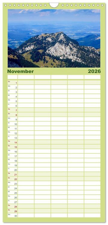 Produktbild: Familienplaner 2026 - Mangfallgebirge mit 5 Spalten (Wandkalender, 21 x 45 cm) CALVENDO
