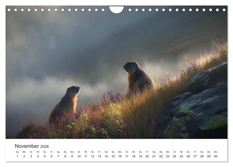 Produktbild: Alpenpl&uuml;sch - Mit Murmeltieren durchs Jahr (Wandkalender 2026 DIN A4 quer), CALVENDO Monatskalender