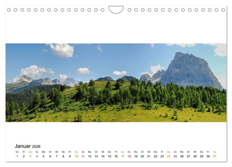Produktbild: Der Dolomiten H&ouml;henweg EINS in Panoramabildern (Wandkalender 2026 DIN A4 quer), CALVENDO Monatskalender