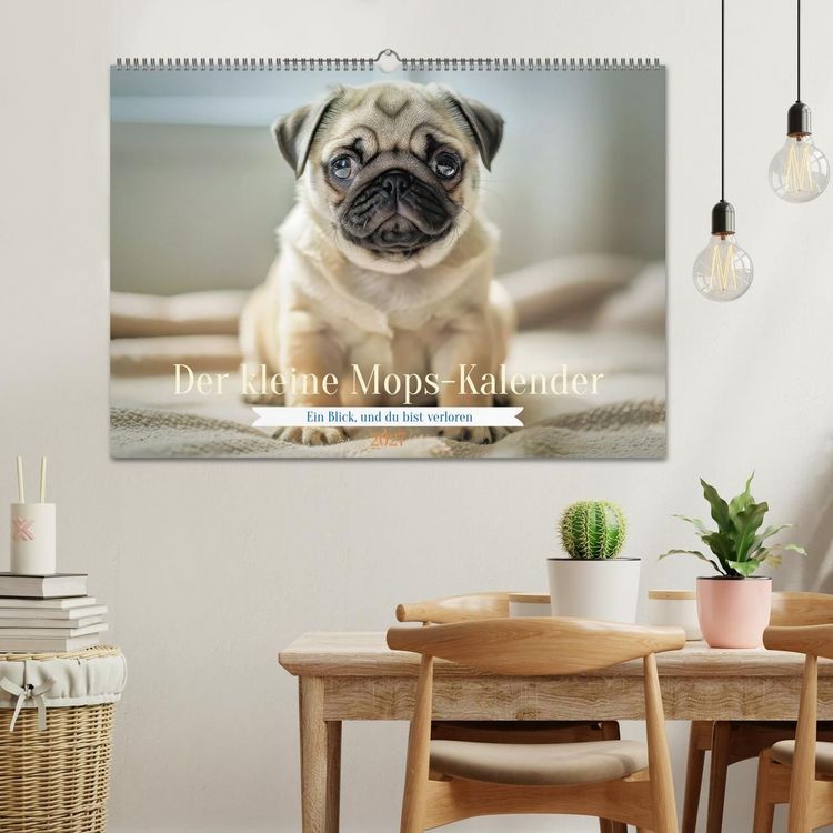 Produktbild: Der kleine Mops-Kalender (Wandkalender 2027 DIN A2 quer), CALVENDO Monatskalender