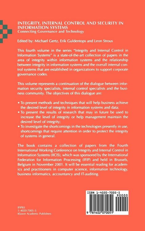 Produktbild: Integrity, Internal Control and Security in Information Systems