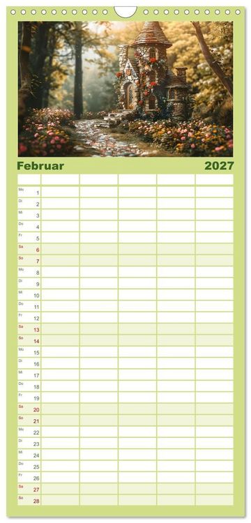 Produktbild: Familienplaner 2027 - Das kleine H&auml;uschen im Wald mit 5 Spalten (Wandkalender, 21 x 45 cm) CALVENDO