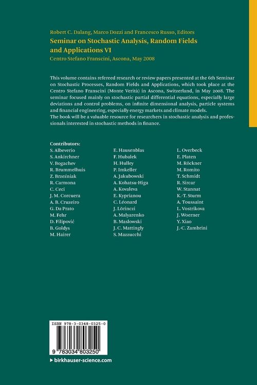 Produktbild: Seminar on Stochastic Analysis, Random Fields and Applications VI
