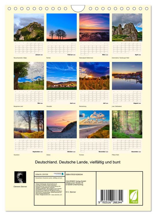 Produktbild: Deutschland. Deutsche Lande, vielf&auml;ltig und bunt (Wandkalender 2026 DIN A4 hoch), CALVENDO Monatskalender