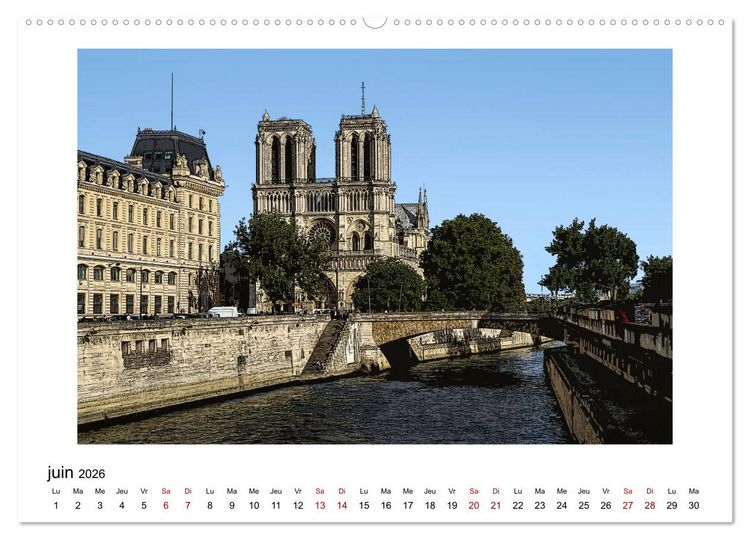 Produktbild: Notre-Dame de Paris en Cartoon (Calendrier mural 2026 DIN A2 vertical) calendrier de bureau