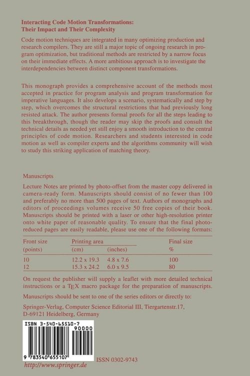 Produktbild: Interacting Code Motion Transformations: Their Impact and Their Complexity
