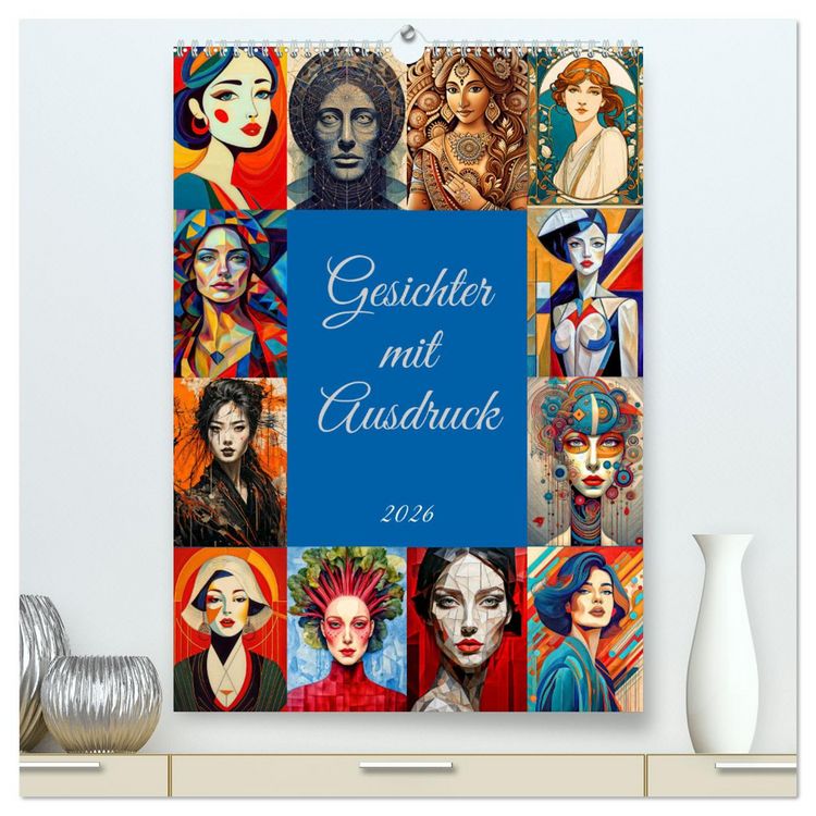 Produktbild: Gesichter mit Ausdruck (hochwertiger Premium Wandkalender 2026 DIN A2 hoch), Kunstdruck in Hochglanz