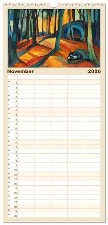 Produktbild: Familienplaner 2026 - Expressionistisch durchs Jahr mit 5 Spalten (Wandkalender, 21 x 45 cm) CALVENDO