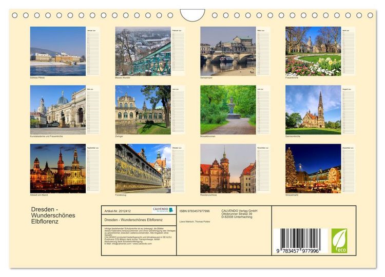 Produktbild: Dresden - Wundersch&ouml;nes Elbflorenz (Wandkalender 2026 DIN A4 quer), CALVENDO Monatskalender