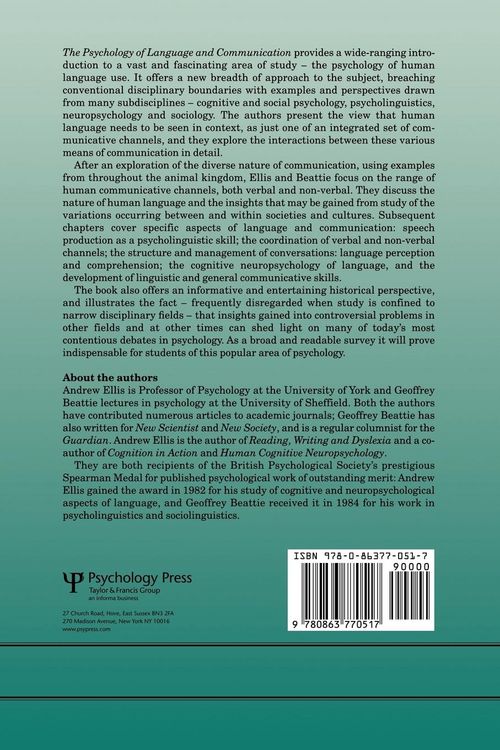 Produktbild: The Psychology of Language And Communication
