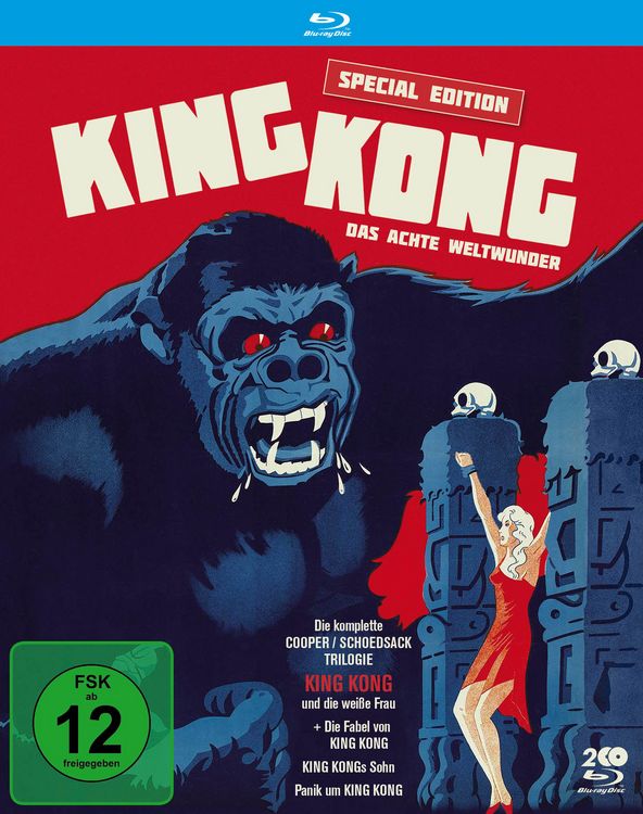 Produktbild: King Kong - Das achte Weltwunder: Die komplette Cooper-/Schoedsack-Trilogie (Special Edition) + Originalsynchro "Die Fabel von King Kong" (Filmjuwelen) [2 BRs]