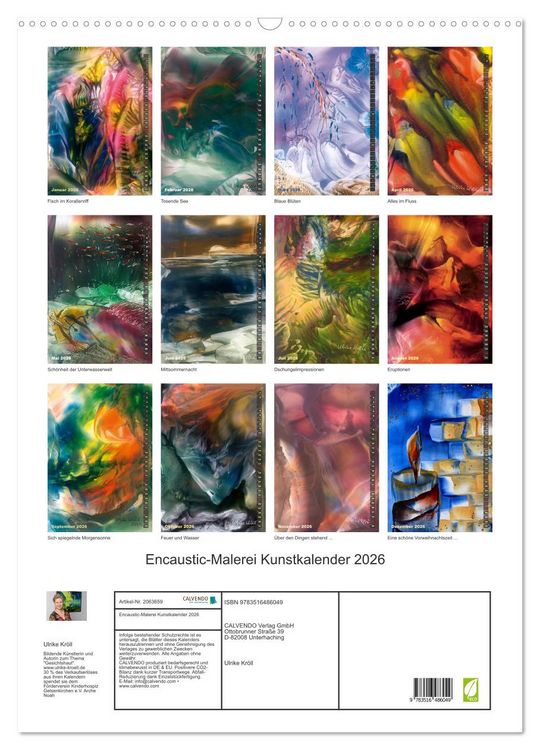 Produktbild: Encaustic-Malerei Kunstkalender 2026 (Wandkalender 2026 DIN A2 hoch), CALVENDO Monatskalender