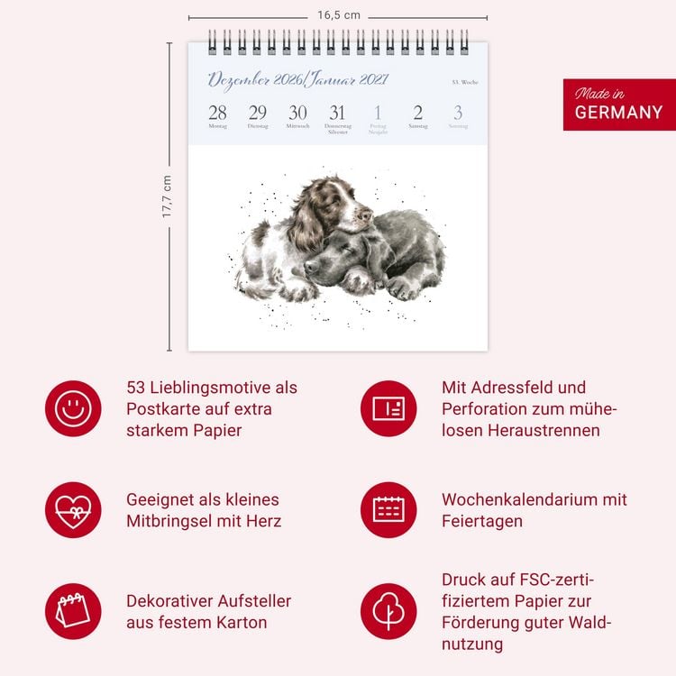 Produktbild: Hannah Dale: Happy Animals Premium-Postkartenkalender 2027