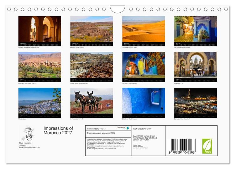 Produktbild: Impressions of Morocco 2027 (Wall Calendar 2027 DIN A4 landscape), CALVENDO 12 Month Wall Calendar