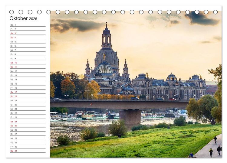 Produktbild: Dresden - Die Frauenkirche (Tischkalender 2026 DIN A5 quer), CALVENDO Monatskalender