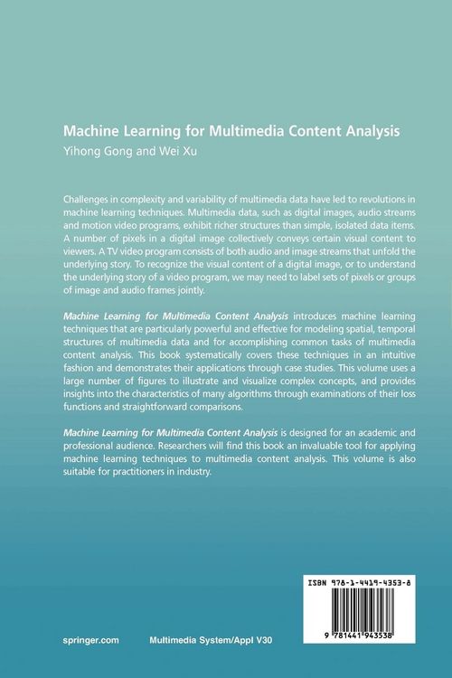 Produktbild: Machine Learning for Multimedia Content Analysis