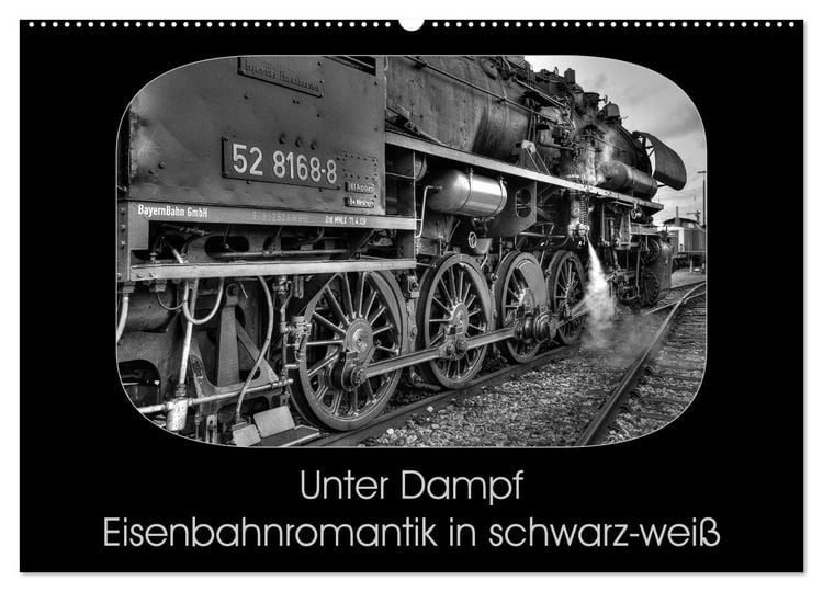 Produktbild: Unter Dampf - Eisenbahnromantik in schwarz-wei&szlig; (Wandkalender 2026 DIN A2 quer), CALVENDO Monatskalender