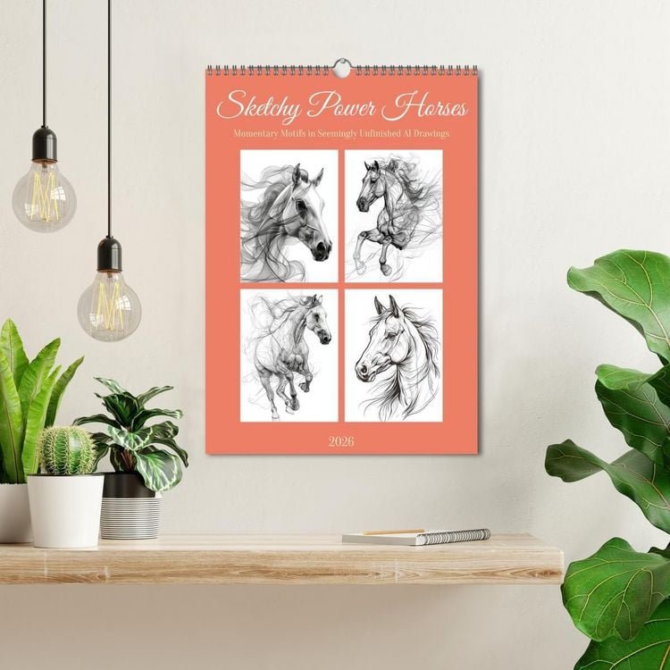 Produktbild: Sketchy Power Horses (Wall Calendar 2026 DIN A3 portrait), CALVENDO 12 Month Wall Calendar