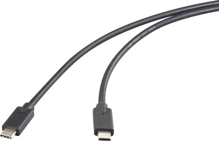 Produktbild: Renkforce USB-C&reg; Kabel USB 3.2 Gen2x2 USB-C&reg; Stecker, USB-C&reg; Stecker 0.50 m Schwarz TPE-Mantel RF-5501100