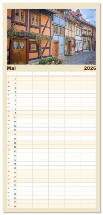Produktbild: Familienplaner 2026 - Quedlinburg - Die historische Altstadt mit 5 Spalten (Wandkalender, 21 x 45 cm) CALVENDO