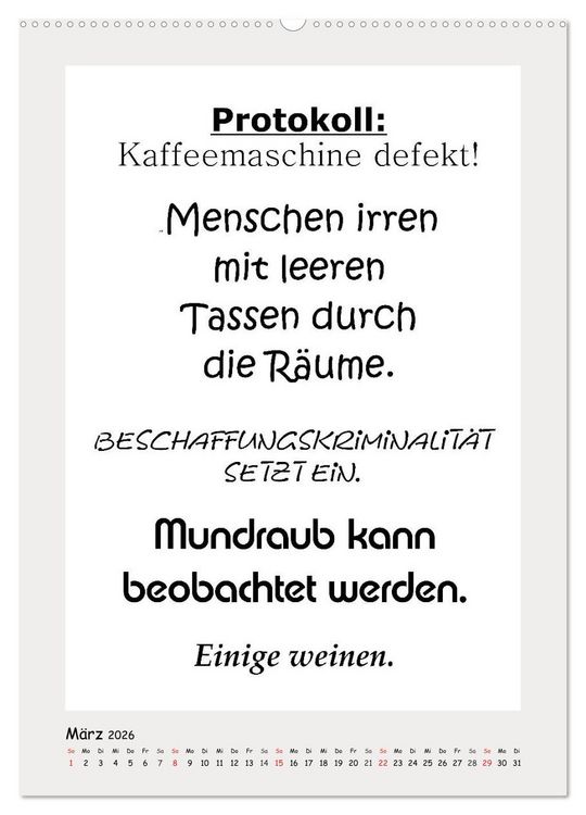 Produktbild: Spr&uuml;chekalender. Witziges f&uuml;rs B&uuml;ro (hochwertiger Premium Wandkalender 2026 DIN A2 hoch), Kunstdruck in Hochglanz