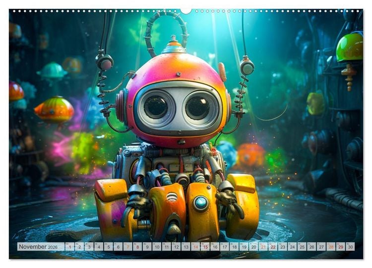 Produktbild: Die Welt der kleinen Robots (Wandkalender 2026 DIN A2 quer), CALVENDO Monatskalender