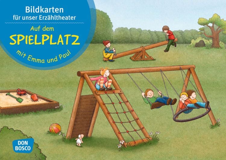 Produktbild: Auf dem Spielplatz mit Emma und Paul. Kamishibai Bildkartenset