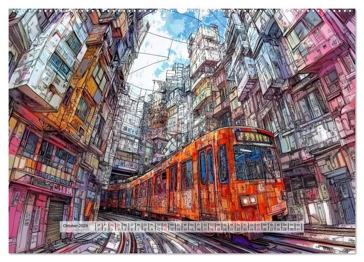 Produktbild: Comic City (hochwertiger Premium Wandkalender 2026 DIN A2 quer), Kunstdruck in Hochglanz