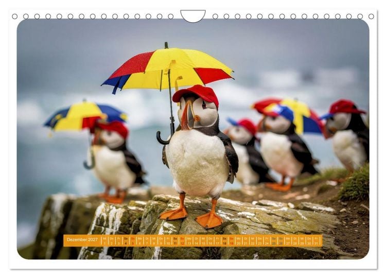 Produktbild: Lustige Papageientaucher (Wandkalender 2027 DIN A4 quer), CALVENDO Monatskalender