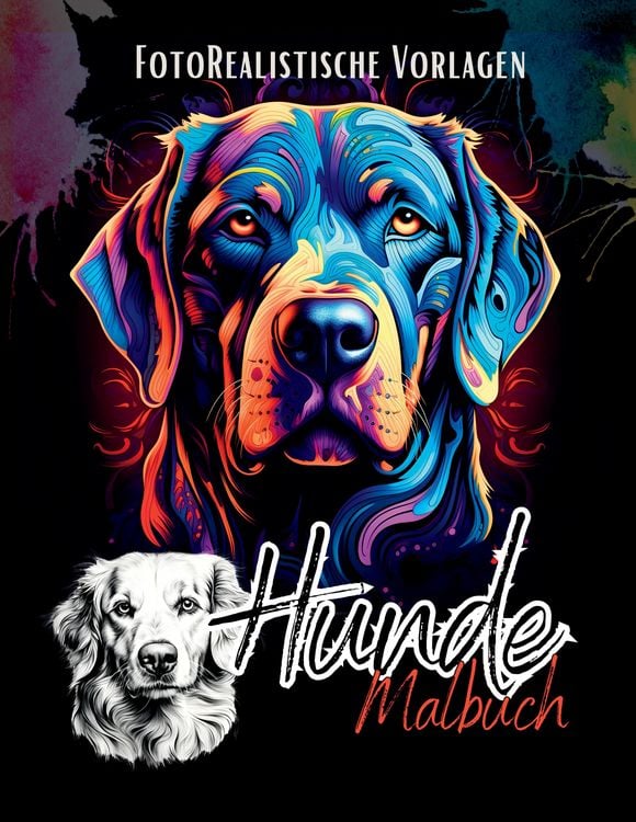 Produktbild: Hunde Malbuch &bdquo;Fotorealistisch&ldquo;.