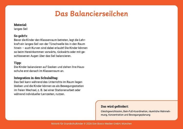 Produktbild: Motorik f&uuml;r Grundschulkinder