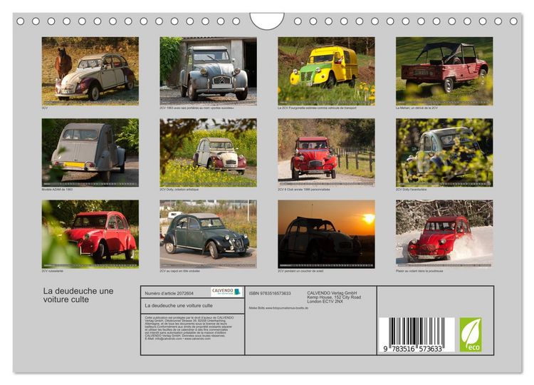 Produktbild: La deudeuche une voiture culte (Calendrier mural 2026 DIN A4 vertical), CALVENDO calendrier mensuel