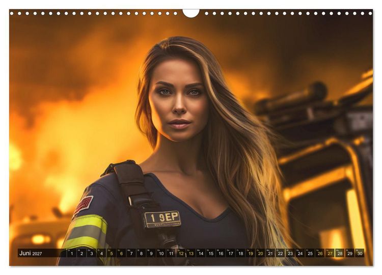 Produktbild: Sexy Feuerwehrfrauen: Hitzige Heldinnen zwischen Lippenstift und L&ouml;scheinsatz (Wandkalender 2027 DIN A3 quer), CALVENDO Monatskalender