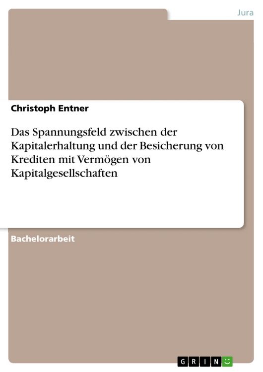 Produktbild: Das Spannungsfeld zwischen der Kapitalerhaltung und der Besicherung von Krediten mit Verm&ouml;gen von Kapitalgesellschaften