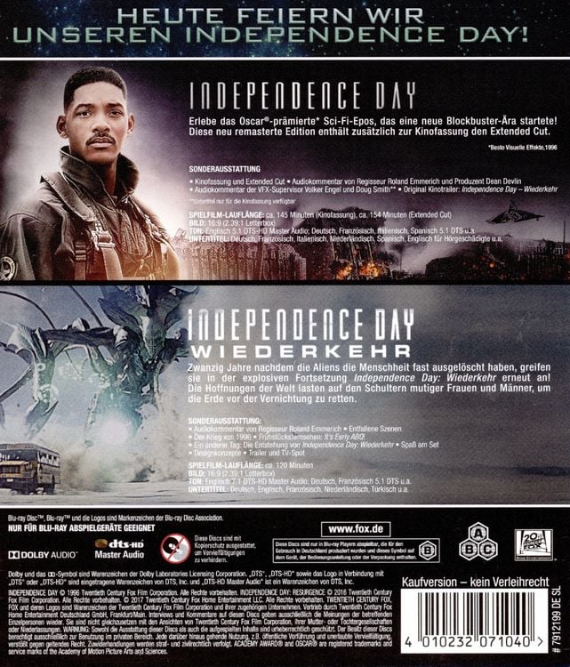 Produktbild: Independence Day 1+2 - Box Set [2 BRs]