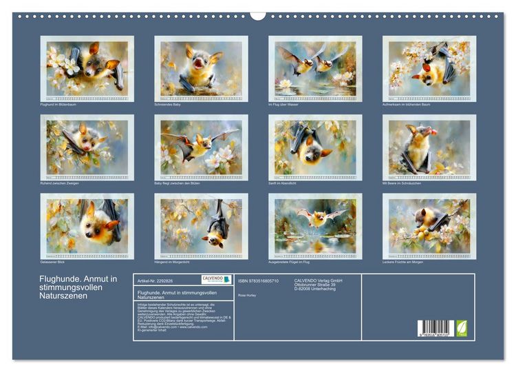 Produktbild: Flughunde. Anmut in stimmungsvollen Naturszenen (Wandkalender 2027 DIN A2 quer), CALVENDO Monatskalender