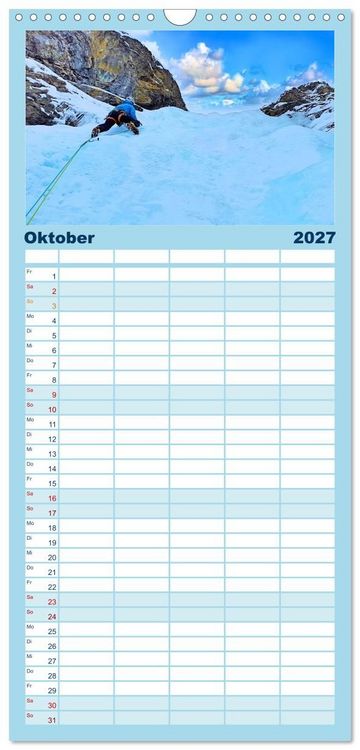 Produktbild: Familienplaner 2027 - Extremsport Eisklettern mit 5 Spalten (Wandkalender, 21 x 45 cm) CALVENDO