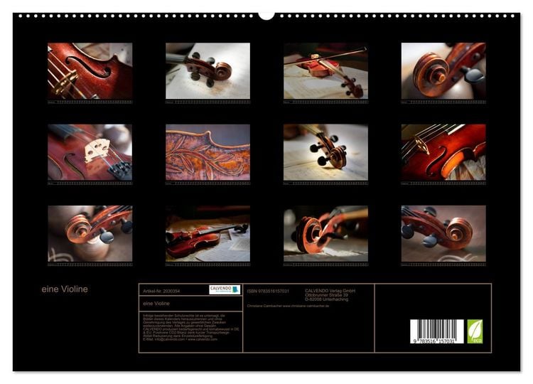 Produktbild: eine Violine (hochwertiger Premium Wandkalender 2026 DIN A2 quer), Kunstdruck in Hochglanz