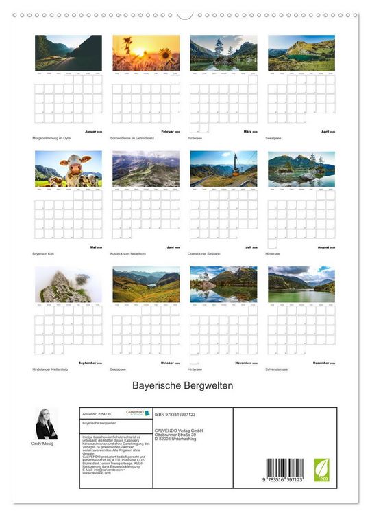 Produktbild: Bayerische Bergwelten (hochwertiger Premium Wandkalender 2026 DIN A2 hoch), Kunstdruck in Hochglanz