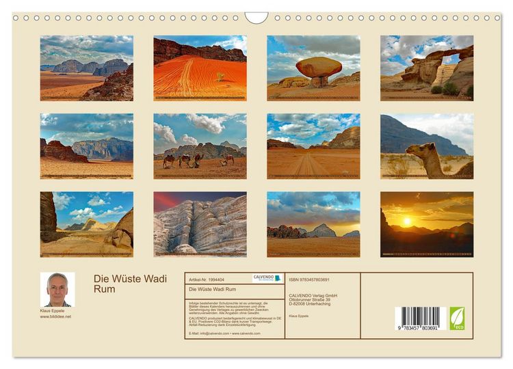 Produktbild: Die W&uuml;ste Wadi Rum (Wandkalender 2026 DIN A3 quer), CALVENDO Monatskalender