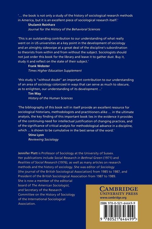 Produktbild: A History of Sociological Research Methods in America, 1920 1960