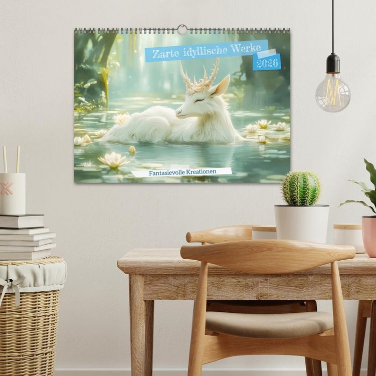Produktbild: Zarte idyllische Werke - Fantasievolle Kreationen (Wandkalender 2026 DIN A3 quer), CALVENDO Monatskalender